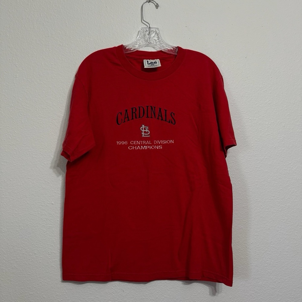Lee Sport Red T-Shirtβ St Louis Cardinals 1996 Division Champions Mens M Vintage